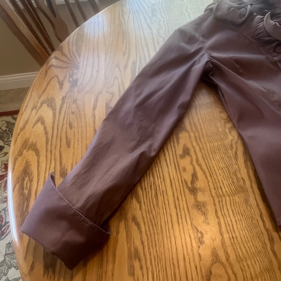 LAST CALL Samuel Dong Vintage Designer Couture Ruffle Blouse Top 8 Bronze Plum - Picture 9 of 9